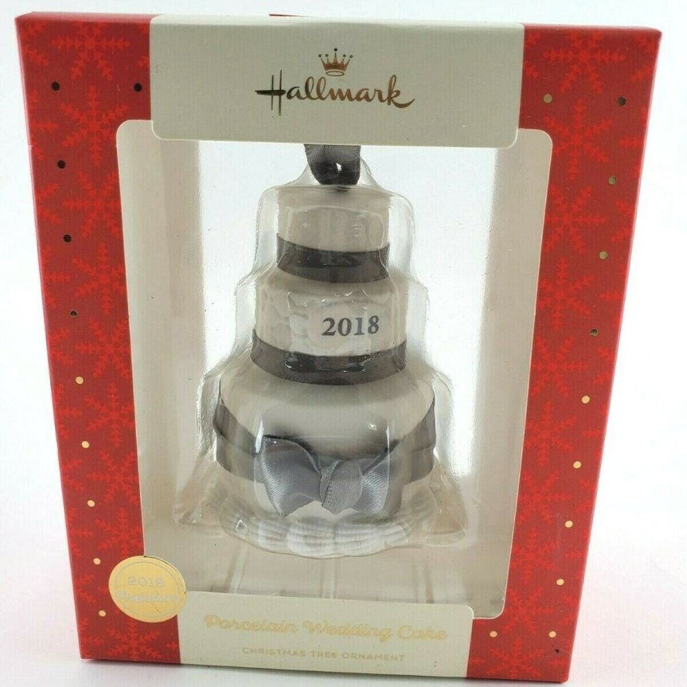 HALLMARK Porcelain Wedding Cake 2018 Premium Christmas Tree Ornament  NEW In Box